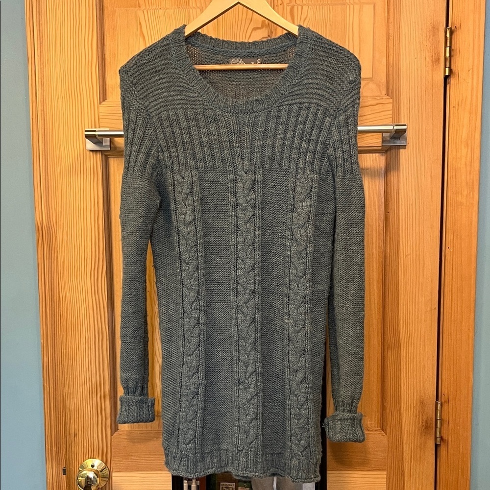 Prana Blue Charcoal Cable Knit Women's Sweater Mini Dress Sz XL